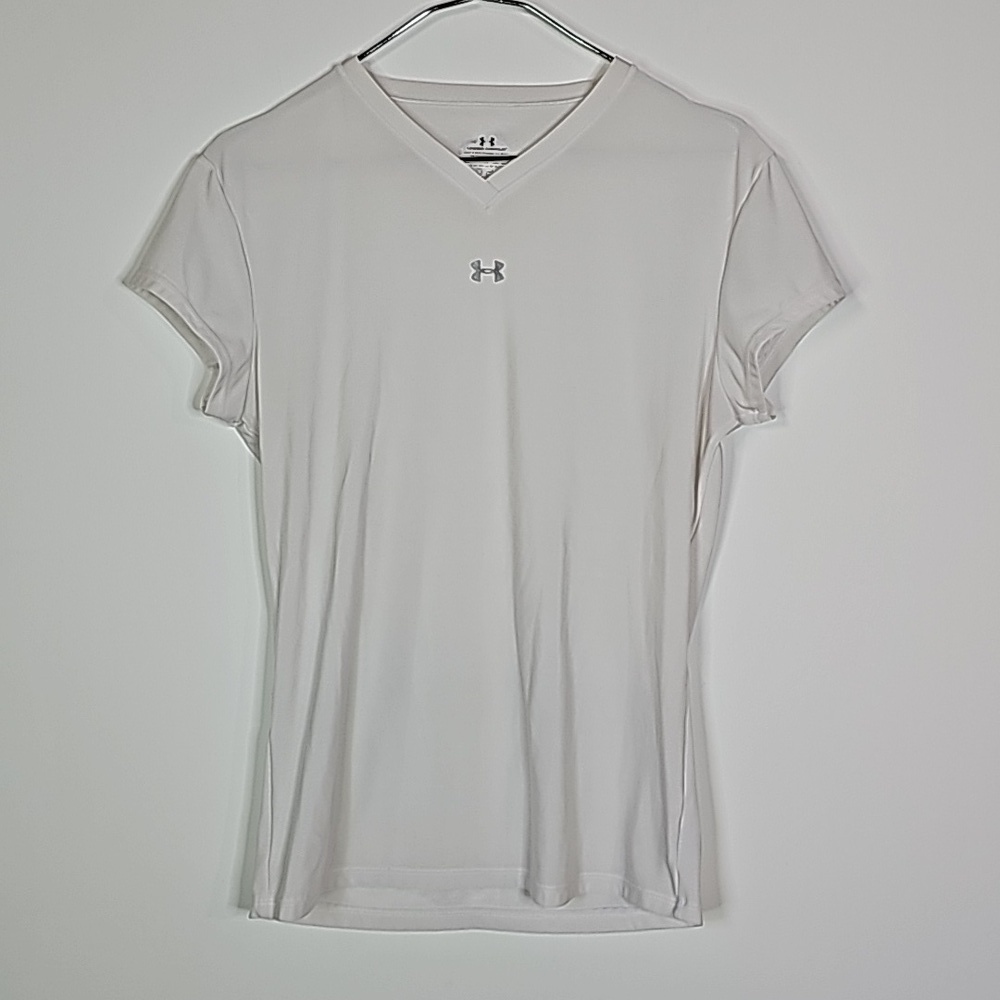 UNDER Armour large white athletic shorts sleeve shirt